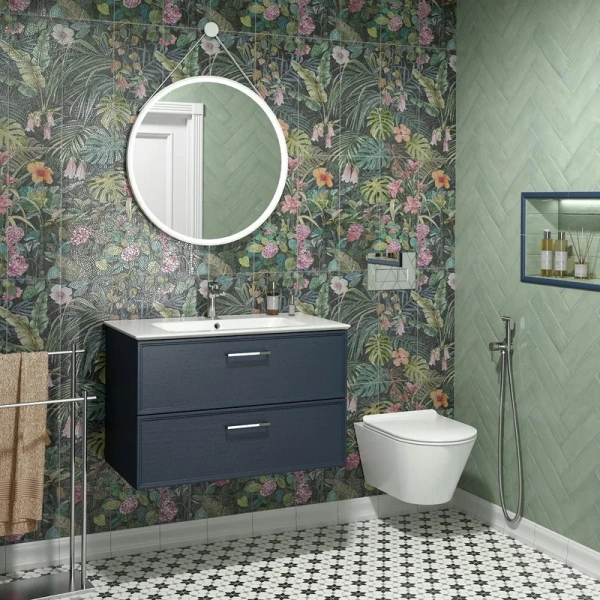 Тумба под раковину подвесная Kerama Marazzi Piano Classic 75 см ясень синий матовый - фото 2