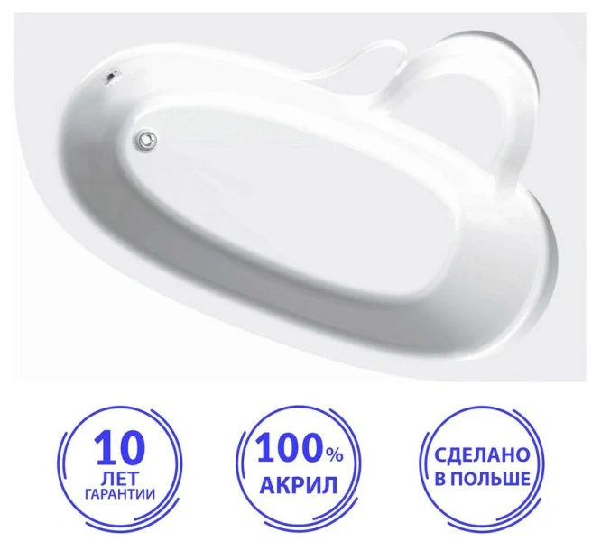 Акриловая ванна C-Bath Atlant CBA00101L/R 140 х 100 см, белая - фото 2