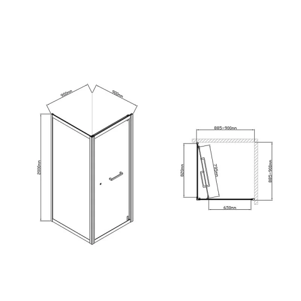 Душевой уголок Vincea Stile 90х90 см правый, черные - фото 4