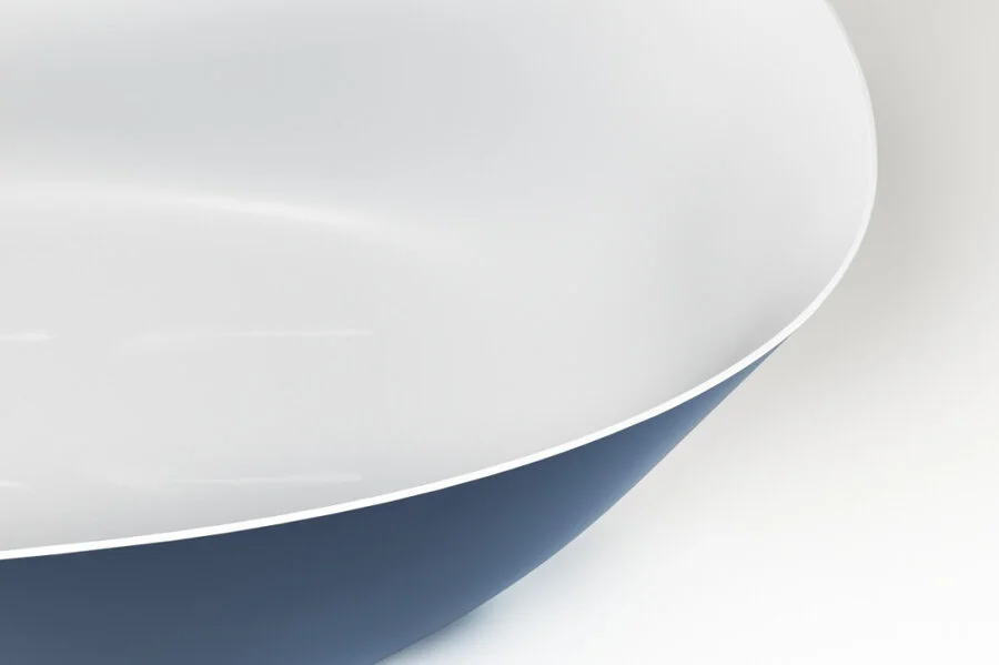 Ванна из искусственного камня Plumberia Selection Veloma, 160 х 70 см, матовый белый/blu denim, Veloma 160BD, отдельностоящие - фото 7