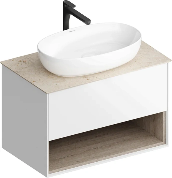 Тумба под раковину подвесная Kerama Marazzi Plaza Modern PLB.M.80.1\WHT 80 см с ящиком и полкой - фото 3