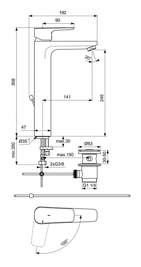 Смеситель для раковины Ideal Standard Ceraplan III Slim хром - фото 2