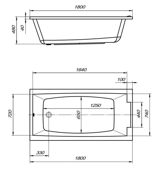 Ванна акриловая 1Marka Aelita 01ае1890, 180 x 90 см, белый - фото 2