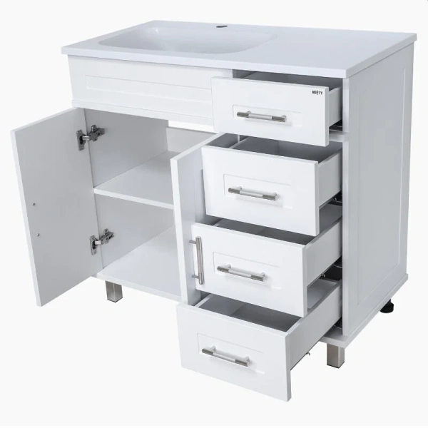Тумба под раковину напольная Misty Купер 90 см белая, белая - фото 7