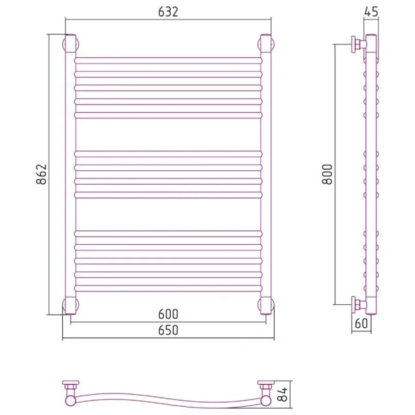 Полотенцесушитель водяной Сунержа Флюид+ 60х80 см шампань, современные, hi-tech - фото 2