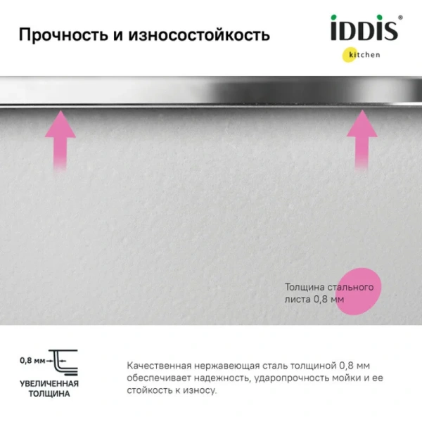 Мойка для кухни IDDIS Edifice 42.5 см полированная, без крыла - фото 7