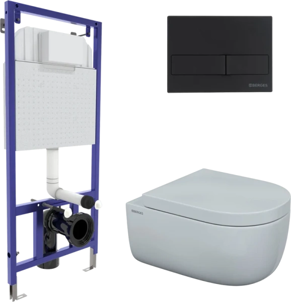 Унитаз с инсталляцией BERGES Ego крышка микролифт - фото 1