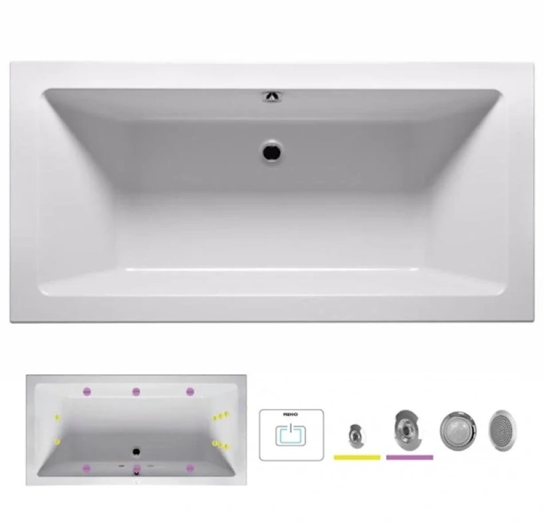 Ванна гидромассажная Riho Lugo 190 x 80 см, FLOW2 - фото 1