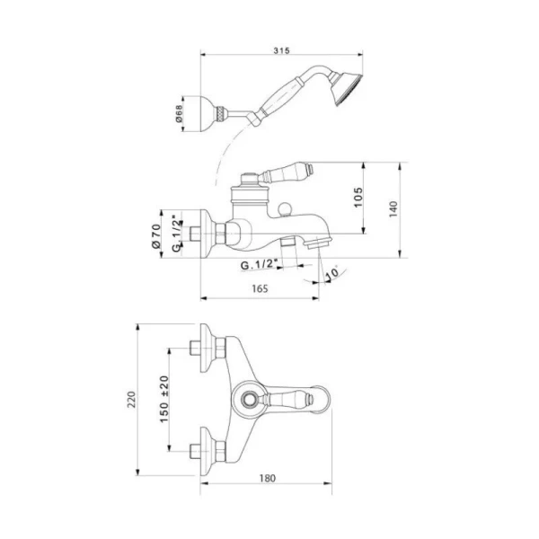 Смеситель для ванны Migliore Ermitage 186 однорычажный - фото 4