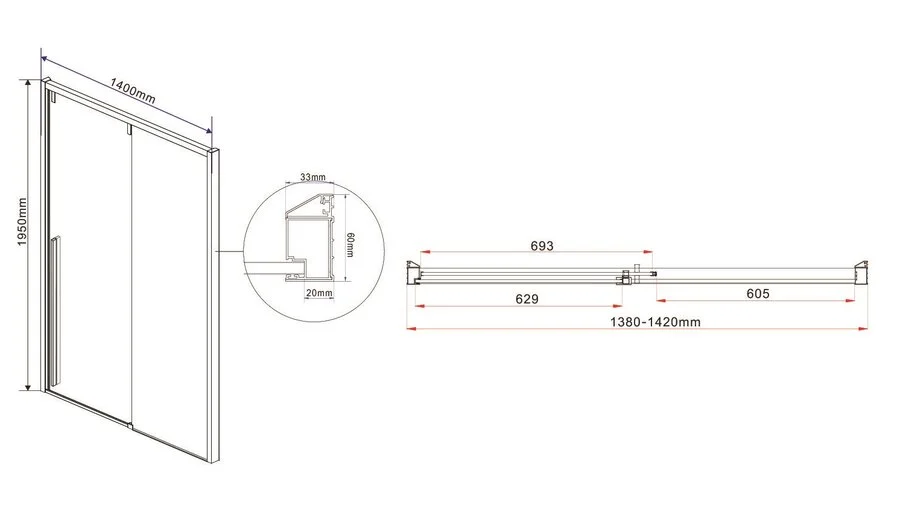 Душевая дверь в нишу Vincea Lugano 140 см хром, современные, hi-tech - фото 2