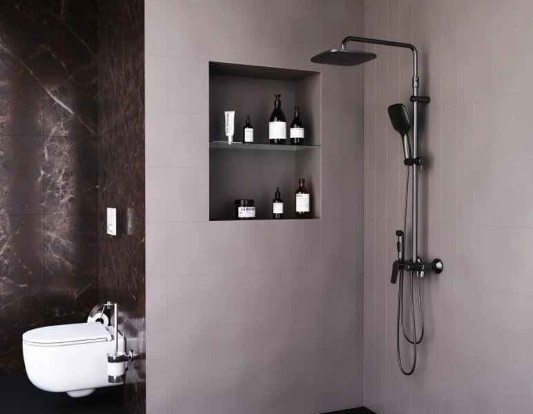 Душевая стойка Damixa Apollo черная, с гигиеническим душем - фото 2