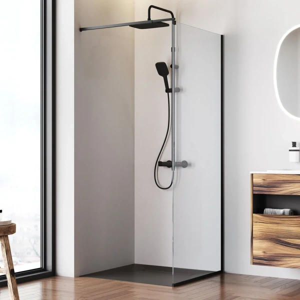 Душевая перегородка Am.Pm Func 80 см профиль черный, черные - фото 3
