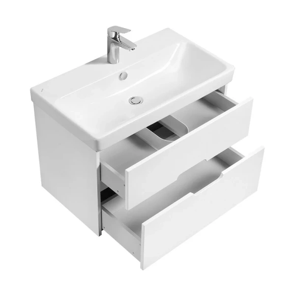 Тумба с раковиной подвесная Акватон Оливия 80 см белый матовый, современная, hi-tech - фото 3