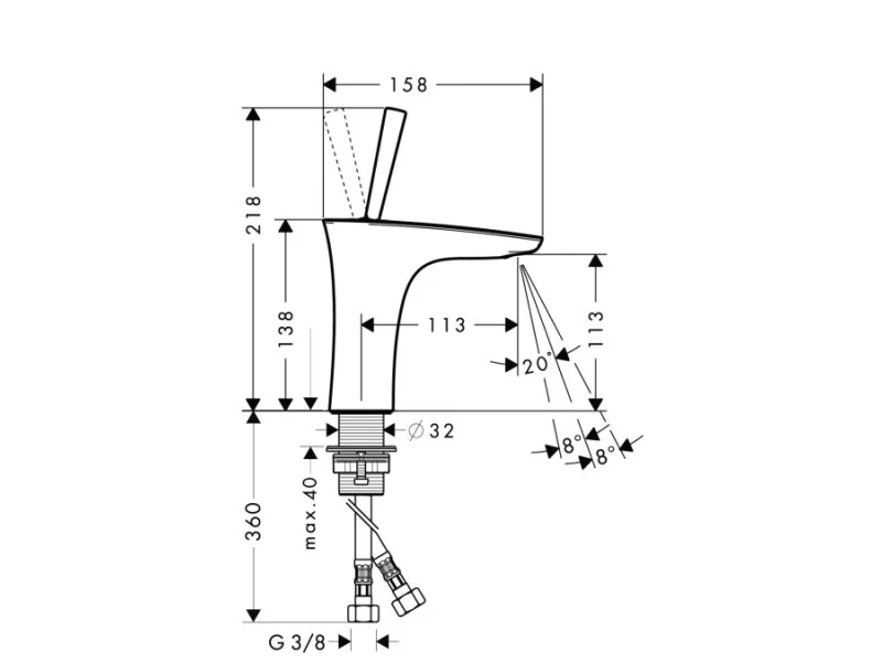 Смеситель для раковины Hansgrohe PuraVida 15074 однорычажный - фото 3