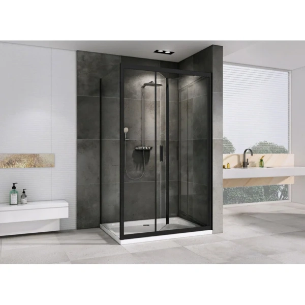 Душевой уголок Abber Sonnenstrand 120x85 см профиль черный, стекло прозрачное, современные, hi-tech - фото 3