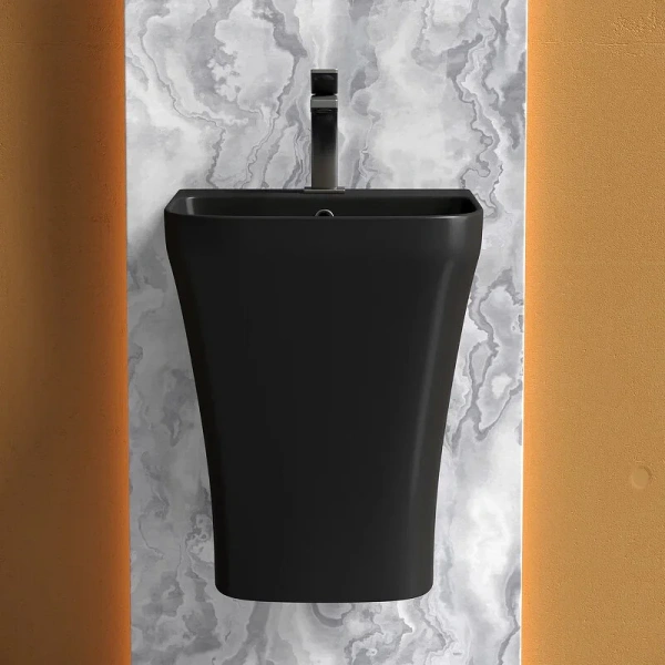 Раковина Ceramica Nova Dion 36 см моноблок, чёрная матовая, одинарные - фото 7