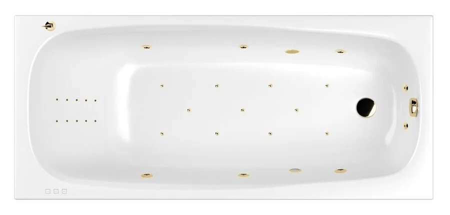 Ванна гидромассажная Whitecross Layla Slim 170 x 75 см, ULTRA NANO, золото, белый, 0122.170075.100.ULTRANANO.GL - фото 1