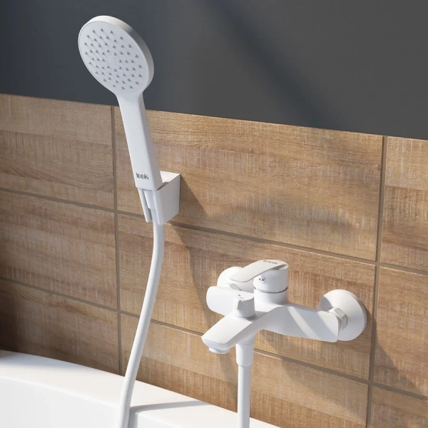 Смеситель для ванны IDDIS Ray белый, современные, hi-tech - фото 3
