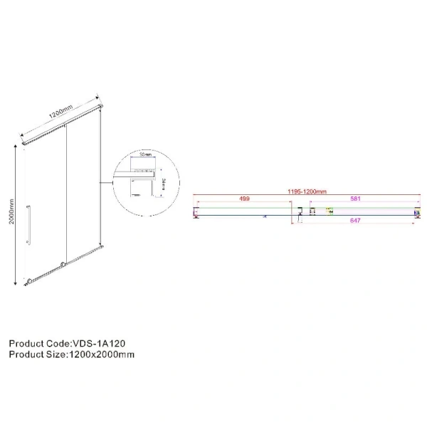 Душевая дверь в нишу Vincea Arno 120 см профиль черный стекло тонированное - фото 3
