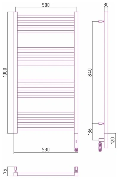Полотенцесушитель электрический Сунержа Модус 3.0 50x100 см левый другие цветовые решения - фото 4