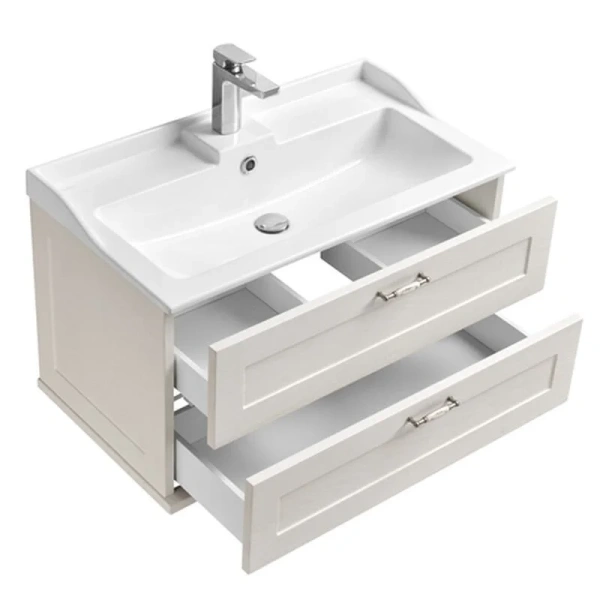 Тумба под раковину подвесная Акватон Леон 80 см дуб белый, нет в наличии - фото 2