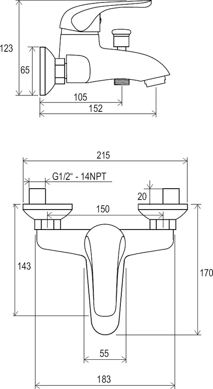 Смеситель настенный для ваннЫ без гарнитуры Ravak Rosa 150 мм RS 022.00-150 X070011 - фото 3