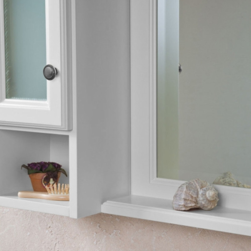 Шкаф для ванной, петли слева, цвет белый матовый, фурнитура состареное серебро, La Beaute Michel, по запросу index_1 - фото 4