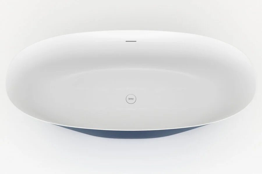Ванна из искусственного камня Plumberia Selection Veloma, 160 х 70 см, матовый белый/blu denim, Veloma 160BD, овальные - фото 5
