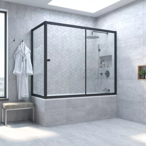 Душевая шторка на ванную стекло прозрачное Vegas-glass ZV+ZVF 170х90 01 - фото 1