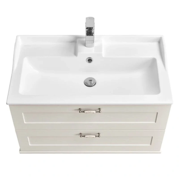 Тумба с раковиной подвесная Акватон Леон 1A186301LBP 80 см с двумя выдвижными ящиками, классика, ретро, в стиле прованс - фото 3