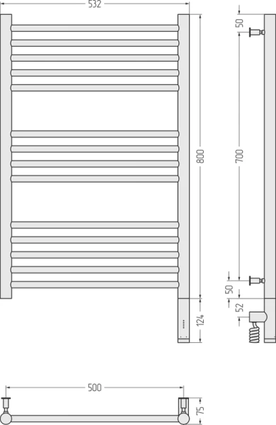 Полотенцесушитель электрический Сунержа Богема 3.0 50х80 см темный титан муар, лесенка, вертикальные - фото 4