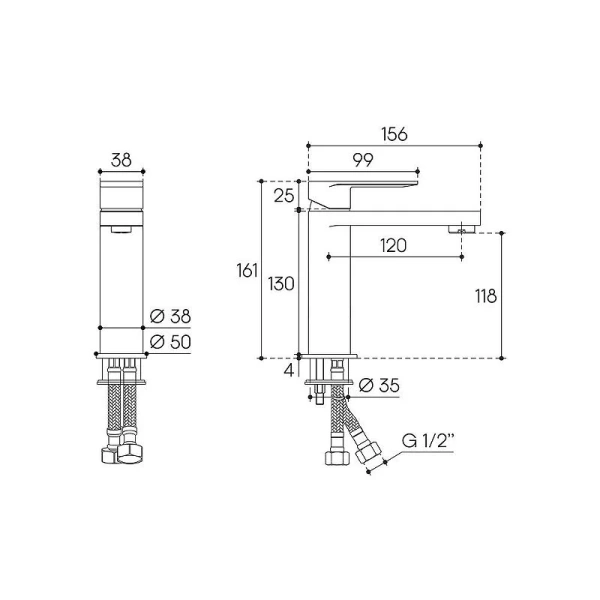 Смеситель для раковины Aqueduto Geomerico GEO0250, золото шлифованное - фото 2