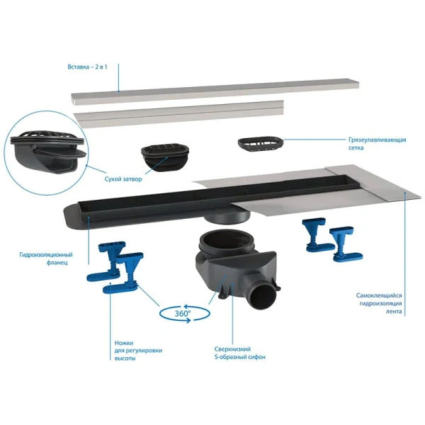 Душевой лоток BelBagno Luce 60 см хром матовый - фото 4