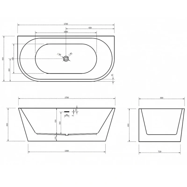 Акриловая ванна Abber 170х80 см красная, акриловые - фото 2