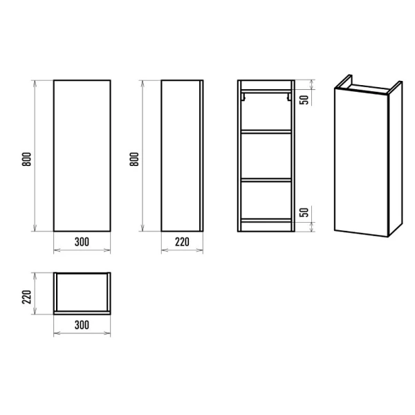 Шкаф подвесной Misty Поло 30 см антрацит/дуб Галифакс белый, нет в наличии - фото 2