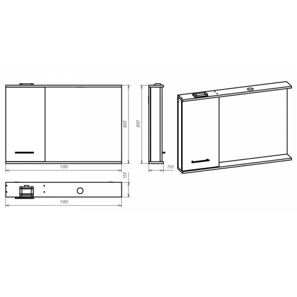 Зеркальный шкаф с подсветкой Misty Респект 120 см правый, в наличии - фото 2