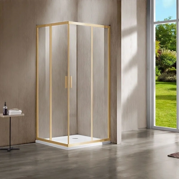 Душевой уголок Vincea Garda 100х90 см брашированное золото стекло прозрачное - фото 1