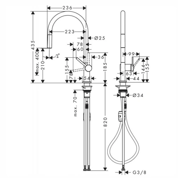 Смеситель для кухни Hansgrohe Talis M54 матовый черный, для кухни - фото 2