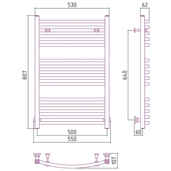 Полотенцесушитель водяной Сунержа Аркус 50х80 см шампань, современные, hi-tech - фото 2