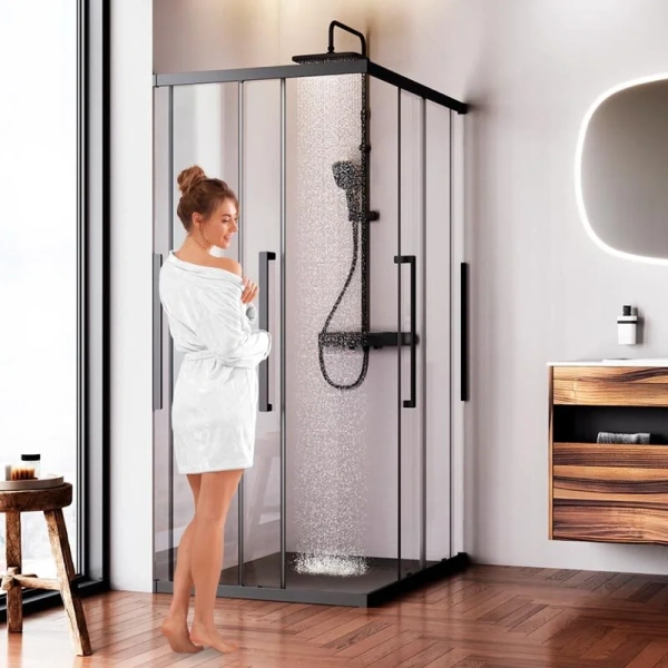 Душевой уголок Am.Pm Func 120x90 см профиль черный, стекло прозрачное, черные - фото 4