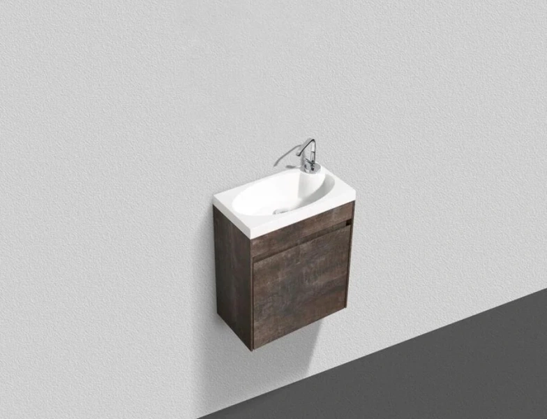Тумба под раковину подвесная Belbagno Pietra Mini 46 см левосторонняя, stone, темно-коричневая - фото 7