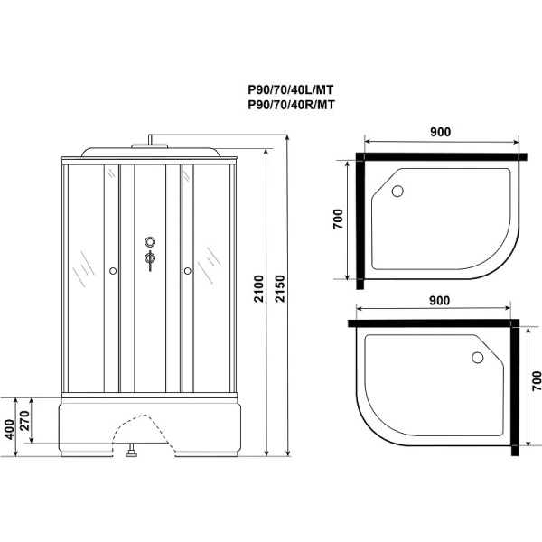 Душевая кабина Niagara Promo 90х70 см правая - фото 2