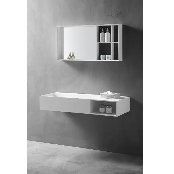 Зеркальный шкаф Abber Stein 100 см белый, современные, hi-tech - фото 3