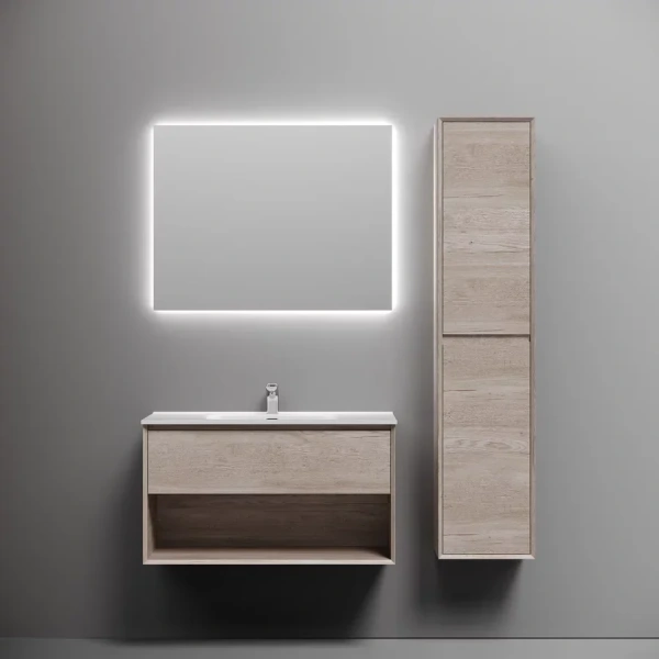 Тумба под раковину подвесная Sancos Marmi 1.0 90 см дуб галифакс натуральный, современная, hi-tech - фото 3