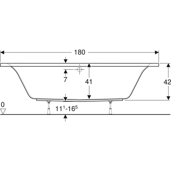 Ванна акриловая Geberit Renova Plan 554.307.01.1, 180 х 80 см, белая - фото 3