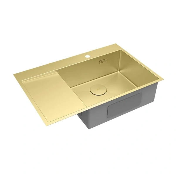 Мойка для кухни Lemark Kezadra 78 см светлое золото, правая, золотые - фото 5