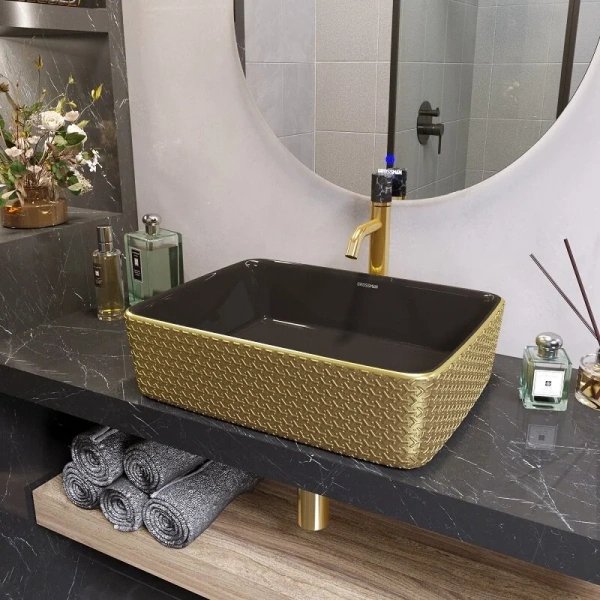 Раковина Grossman Color 48 см золото/черная - фото 4