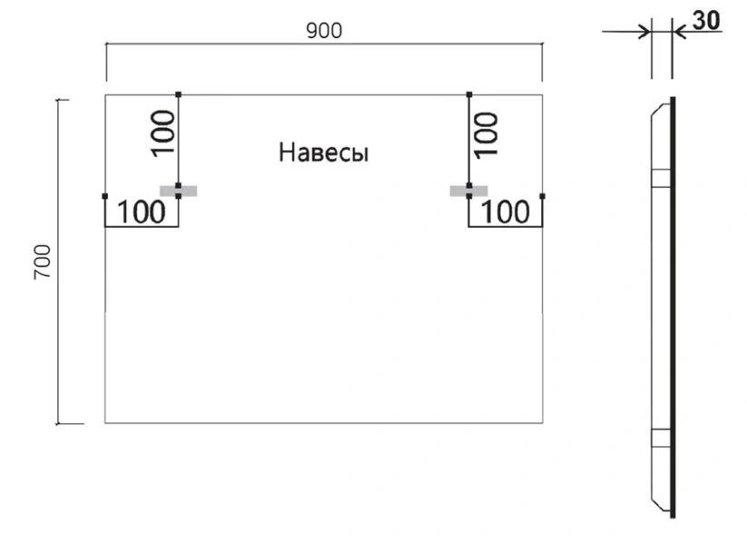 Зеркало с подсветкой Vincea 90 см c сенсорным выключателем и диммером, без окантовки, нет в наличии - фото 2