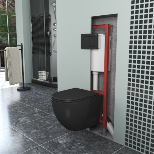 Инсталляция для унитаза D&K с черной клавишей, настенные, напольные - фото 7