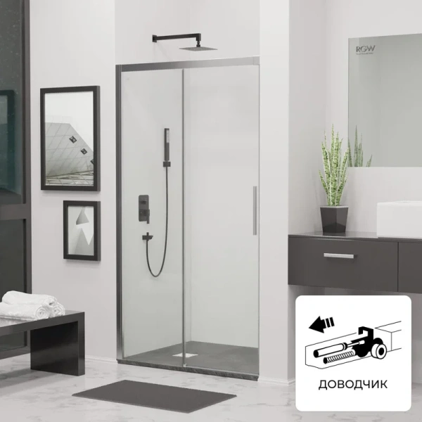 Душевая дверь в нишу RGW Leipzig Le-12 120 см стекло прозрачное, профиль хром, 120 см - фото 3